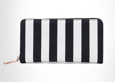 Custom Import Canvas black and white wallet with copper zipper for lady