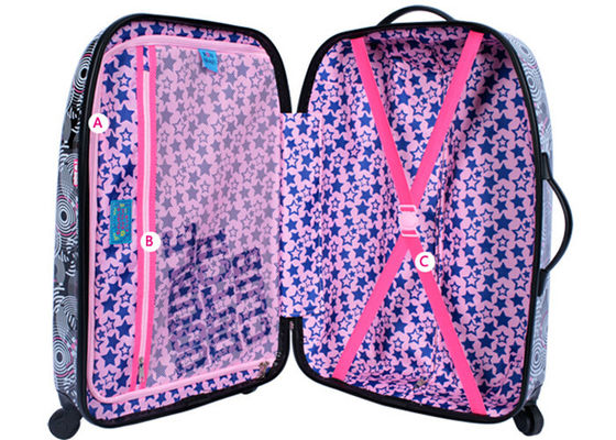 ABS PC trolley case / printed hard case luggage with 210T full lining and mesh pocket inside
