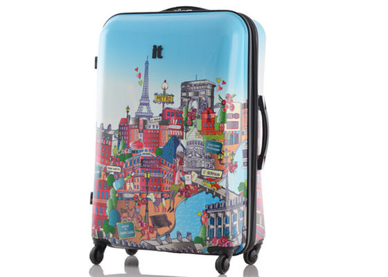 Business travel printed PC trolley case extra large luggage sets with 4 wheels