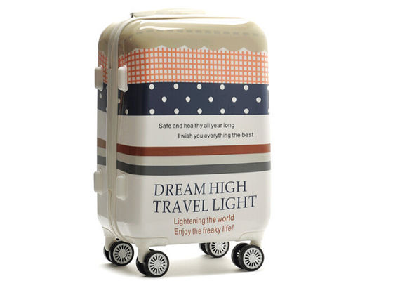 Printed PC ABS rigid trolley case 3pcs traveling luggage set for ladies