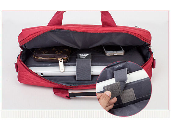 Foam padding red laptop bags for women with embroidery logo and reinforced handle