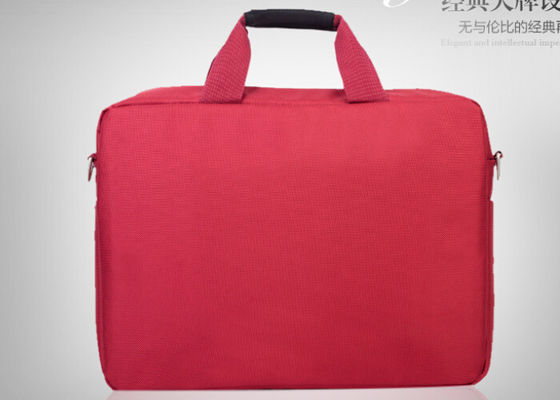 Foam padding red laptop bags for women with embroidery logo and reinforced handle