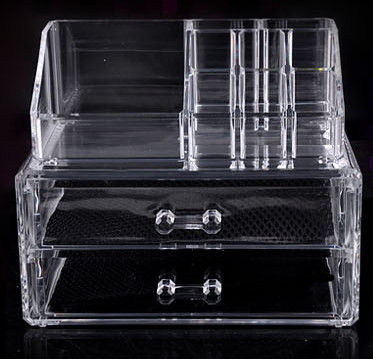 Clear Cosmetic Jewellery Display Makeup Rack Organiser Box Case 2 Storage Drawer