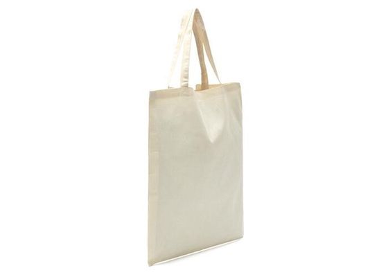 Cotton portable shopping bag with reinforced handle strips , foldable reusable shopping bags