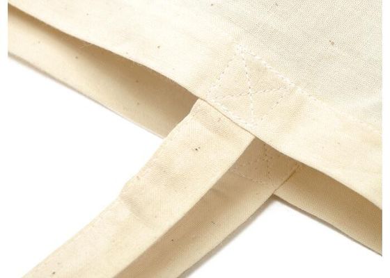 Cotton portable shopping bag with reinforced handle strips , foldable reusable shopping bags