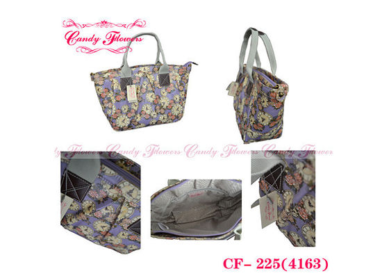 Fashionable Ladies Floral Print Handbags , Clock Pattern Women Hand Bag