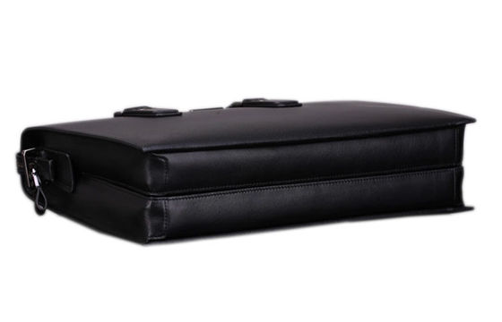 Black Mens Leather Business bags with Double Layer Folder Separator