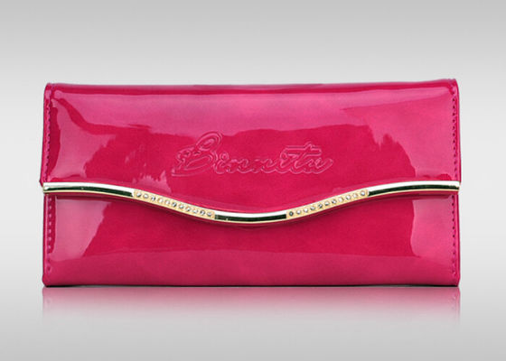 Bright shiny coating PU surface Wallet with brilliant diamond decoration