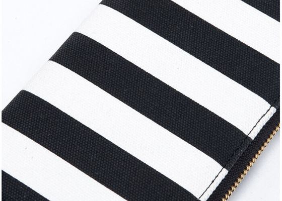 Custom Import Canvas black and white wallet with copper zipper for lady