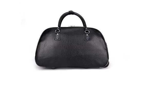 Black PU leather trolley travel bag , businessmen wheeled luggage bags
