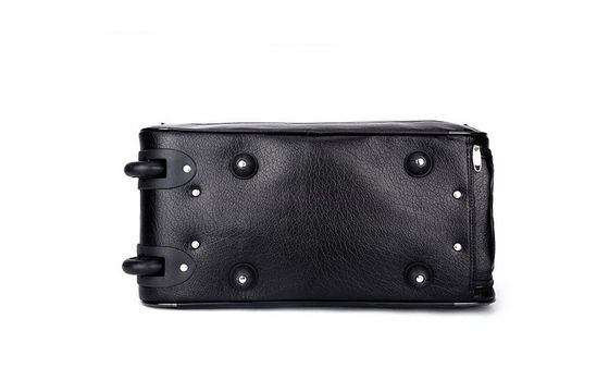 Black PU leather trolley travel bag , businessmen wheeled luggage bags