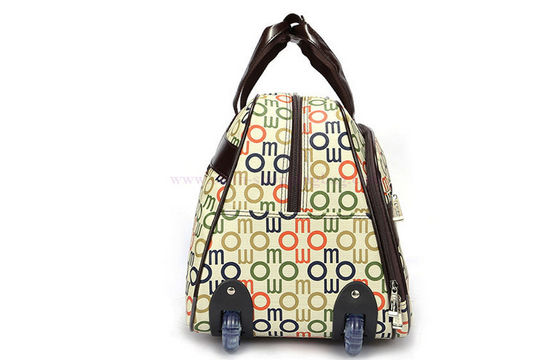 Middle size flower patterned trolley travel bag for airplane , small rolling duffel set
