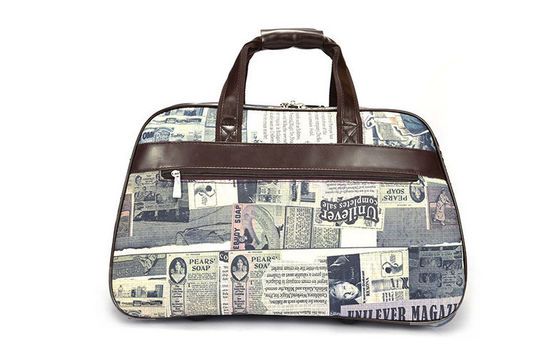PVC fabric Large trolley travel bag newspaper patterned for business travel