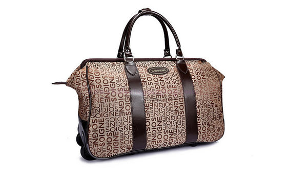Brown dirty - resistance large internal capacity cloth travel bag with two small wheels