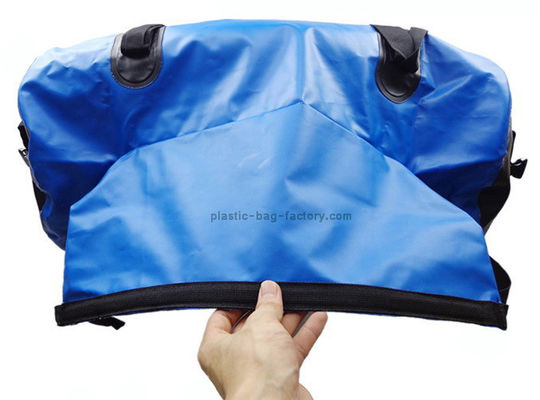 Special opening blue 600D PVC waterproof duffel bag for travelling / rafting