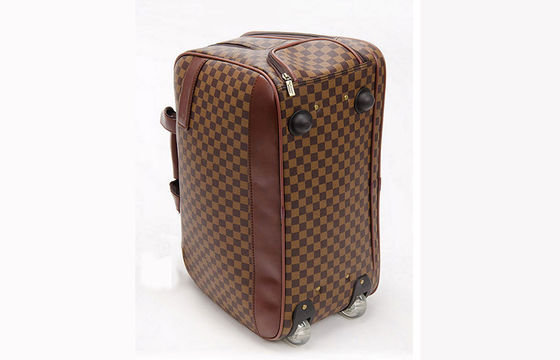 Large Travelling Luggage Bags with Tie Rod Hand Double Use , Brown PU Leather Trolley Bags