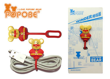 Red Plastic Figure POPOBE Earphone Cable Winder for Decor , CE ROHS Approval